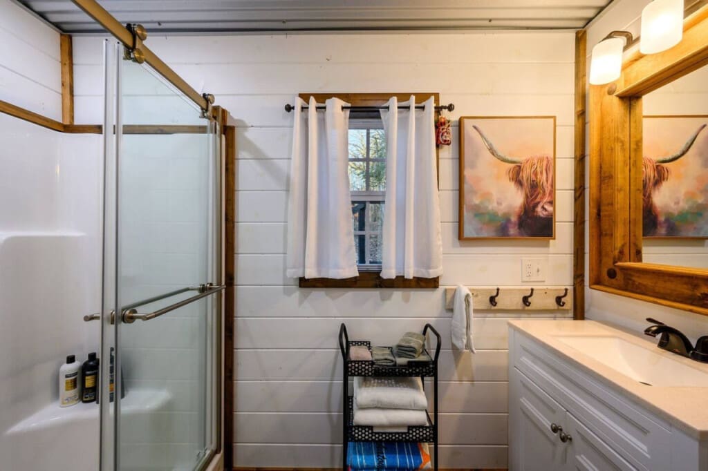 Sink into relaxation in our stylish bathroom retreat.