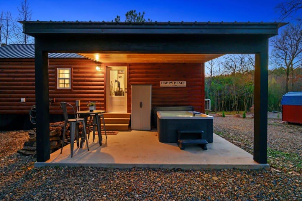 Dive into relaxation as the warm embrace of the bubbling hot tub melts away the stresses of the day. Underneath the stars, surrounded by tranquility, find your sanctuary in the soothing waters.
