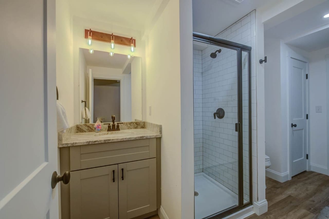 Find comfort and peace in this woodland bathroom retreat.