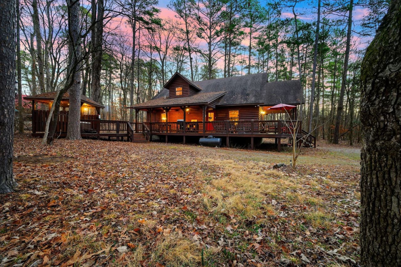 Escape to a wooden sanctuary surrounded by majestic pines.