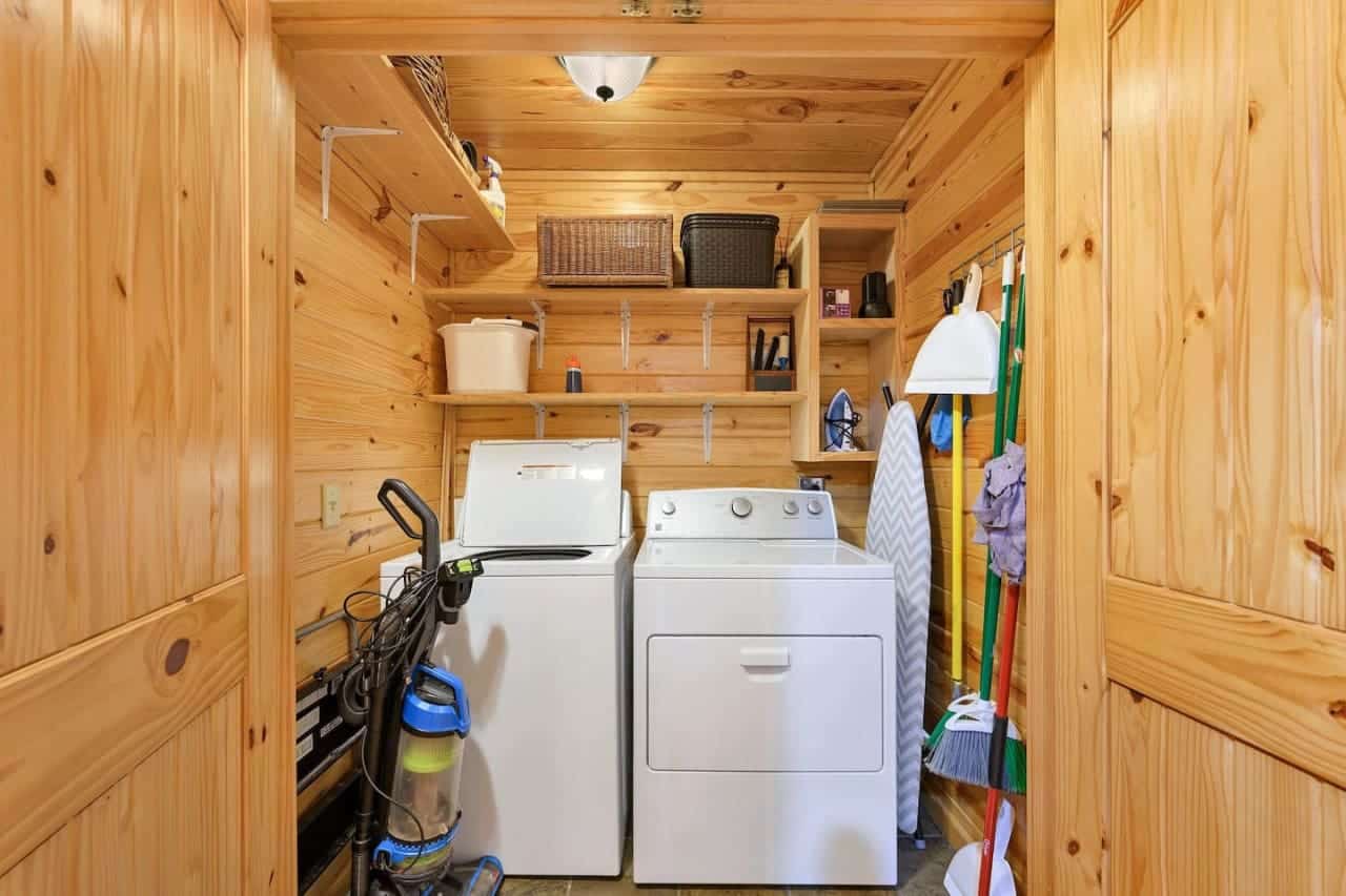 Clean clothes and fresh scents in the heart of the cabin.