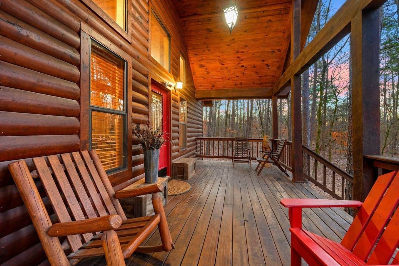Rock your worries away on our porch with our inviting rocking chairs, where every sway brings a sense of peace and relaxation amidst the beauty of nature.