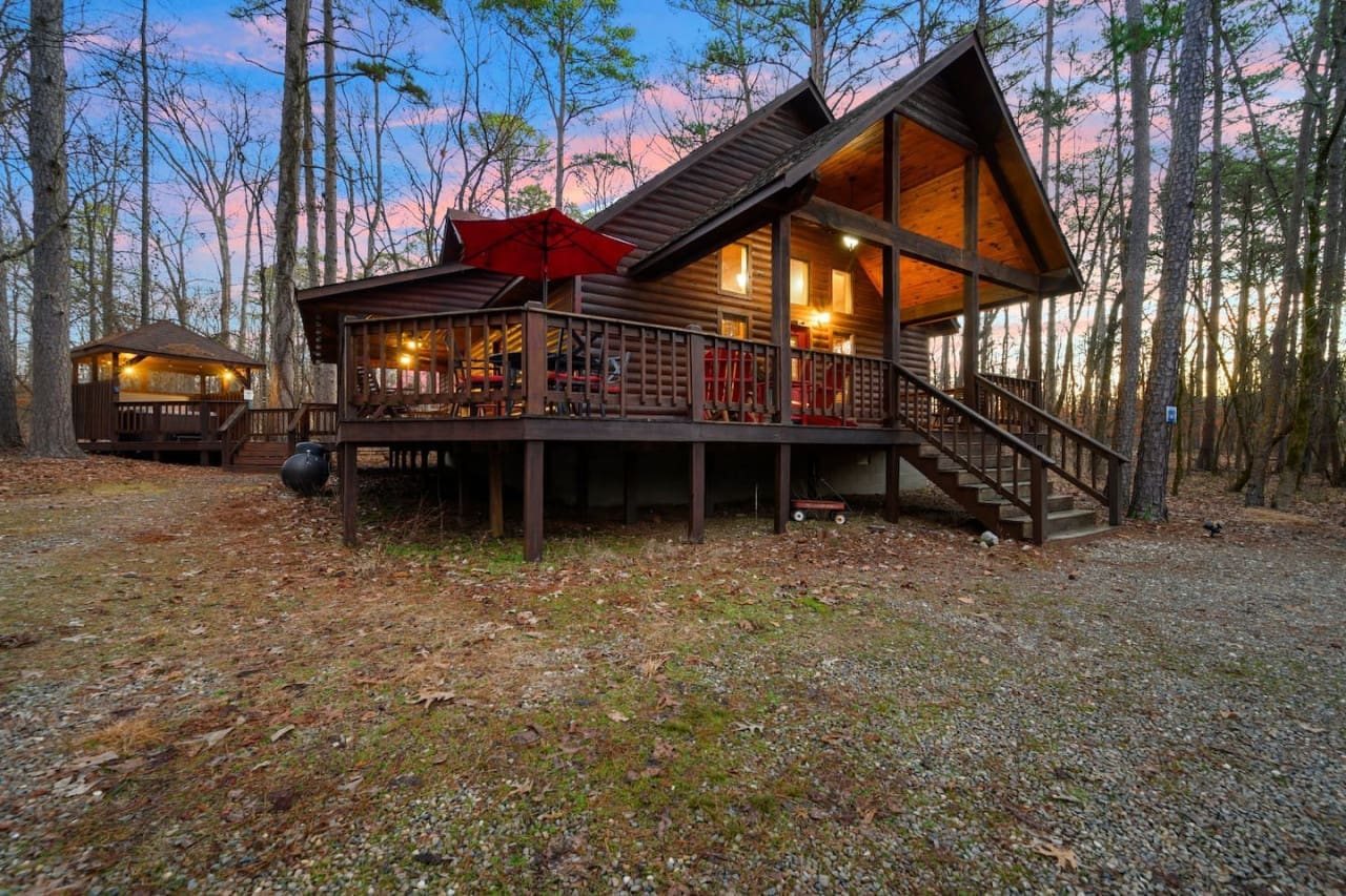Embrace the serenity of nature just beyond these cabin walls.