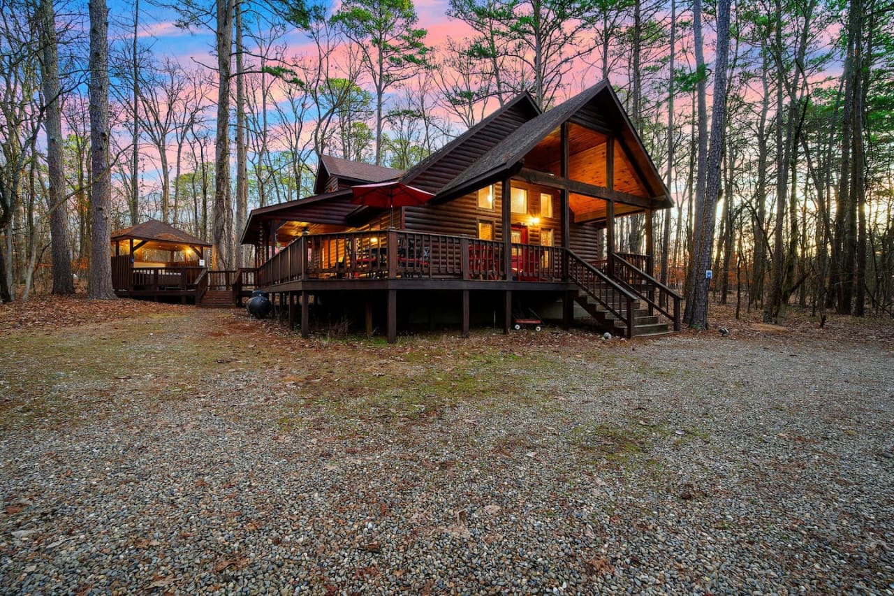Where wooden charm meets the tranquility of pine-scented air.