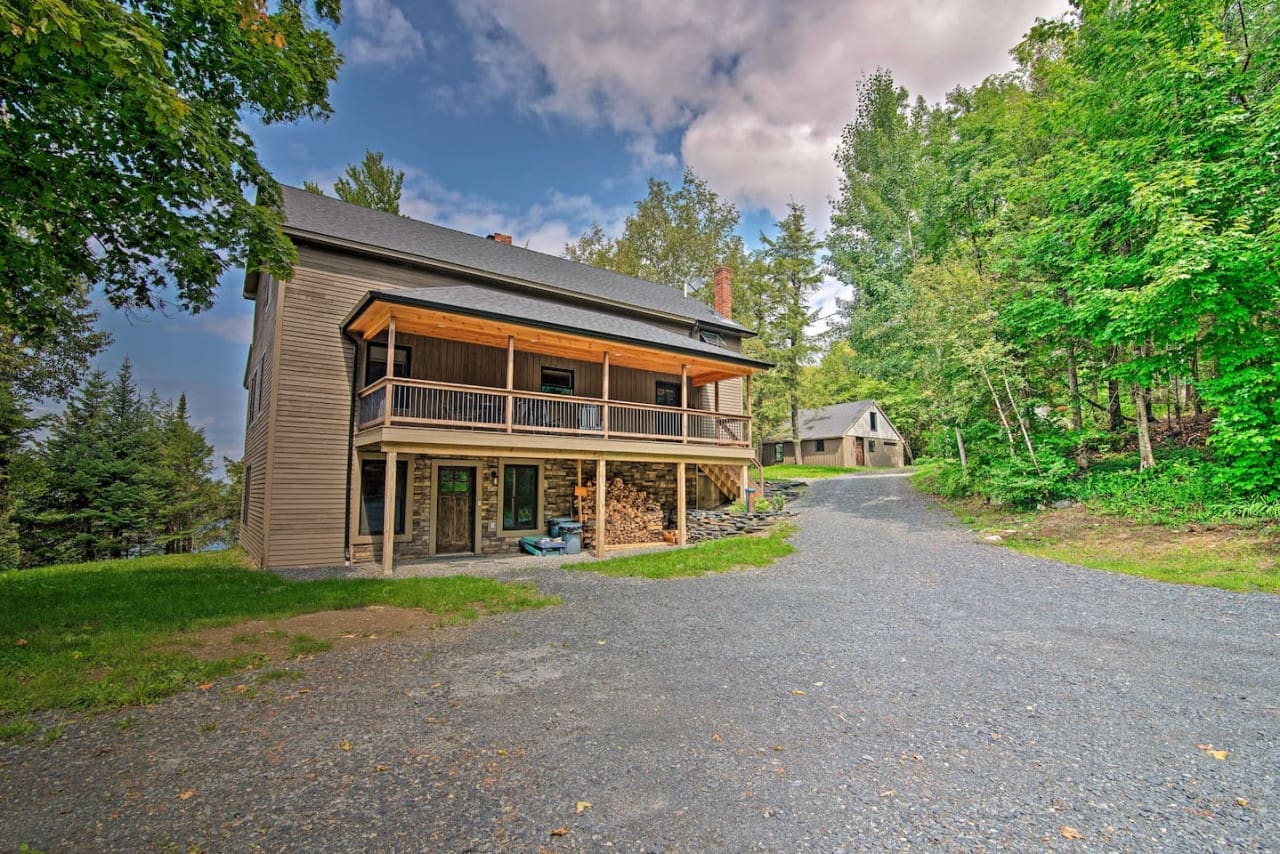 Woodland Vista: Where the Cabin's Front View Frames Nature's Canvas