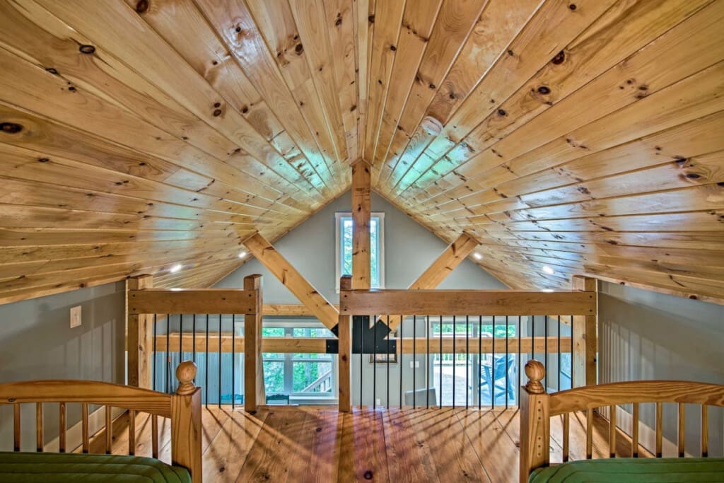 Embrace the Earthy Embrace: Where Wooden Ceilings and Floors Invite You to Feel the Warmth of Nature's Embrace.
