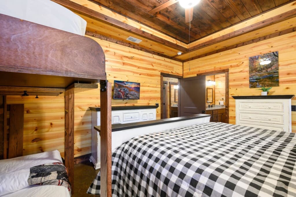 Glimpses of nature's artwork framed by our cabin bedroom
