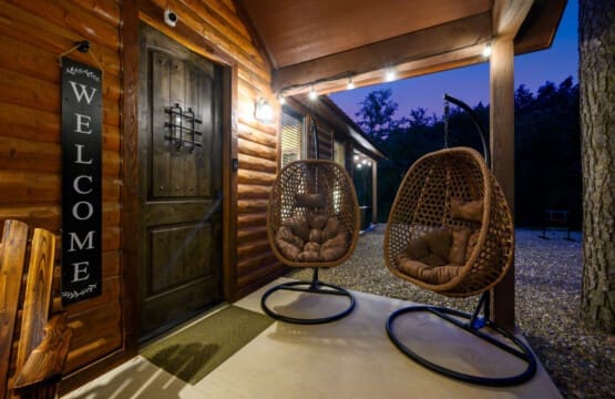 Relax and unwind in the gentle sway of a hammock outside our cozy cabin