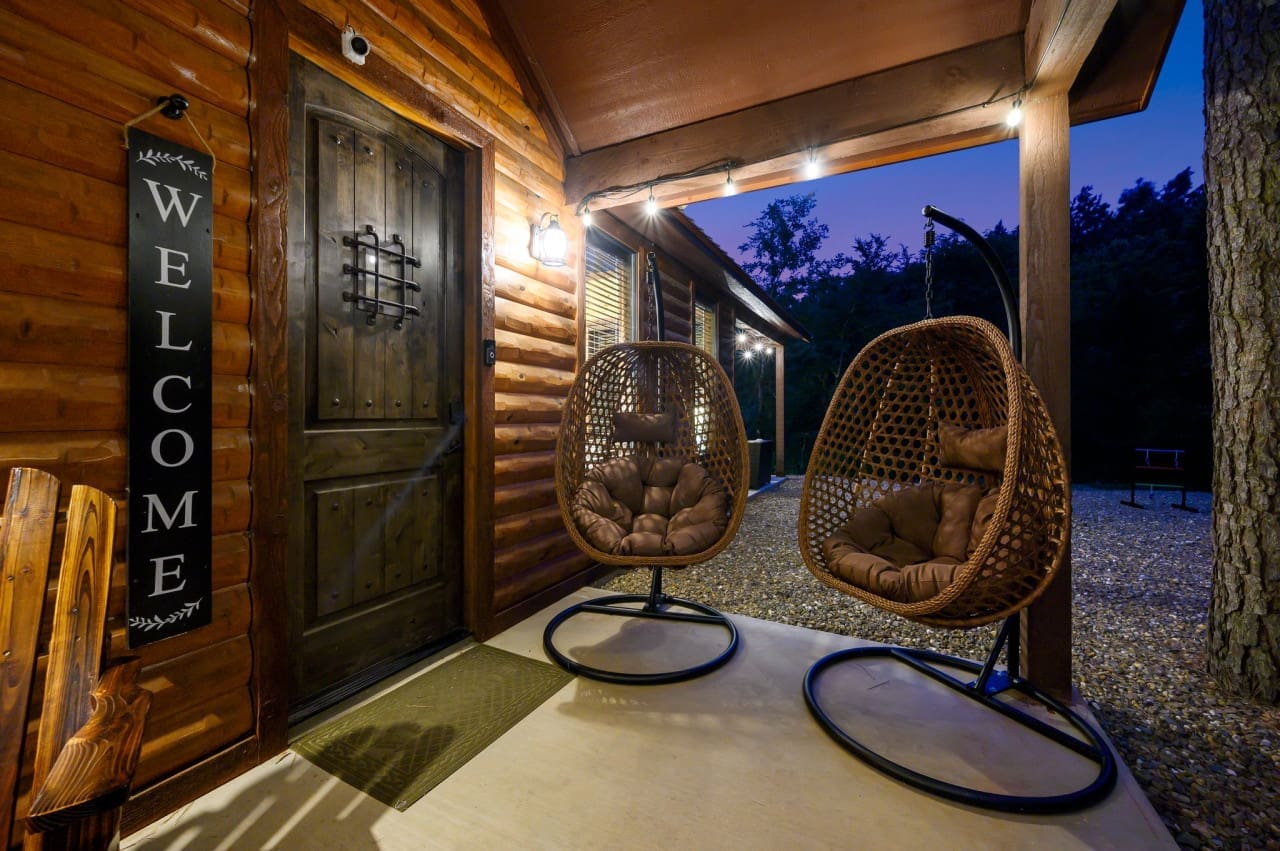 Relax and unwind in the gentle sway of a hammock outside our cozy cabin