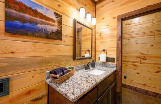 A peaceful escape with scenic views from our cabin bathroom