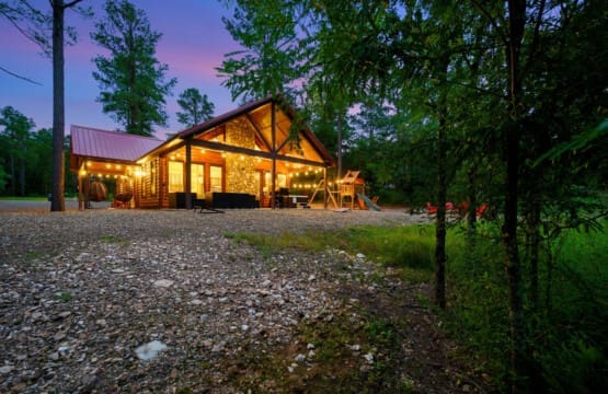 Glowing cabin views, where tranquility meets illumination