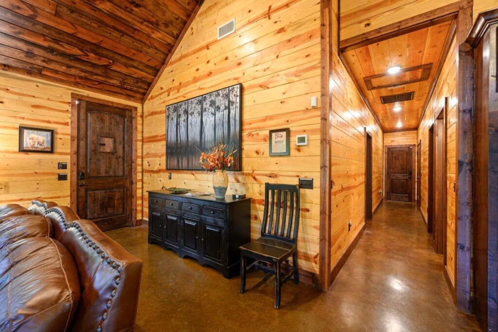 Rustic simplicity meets modern comforts inside our cabin