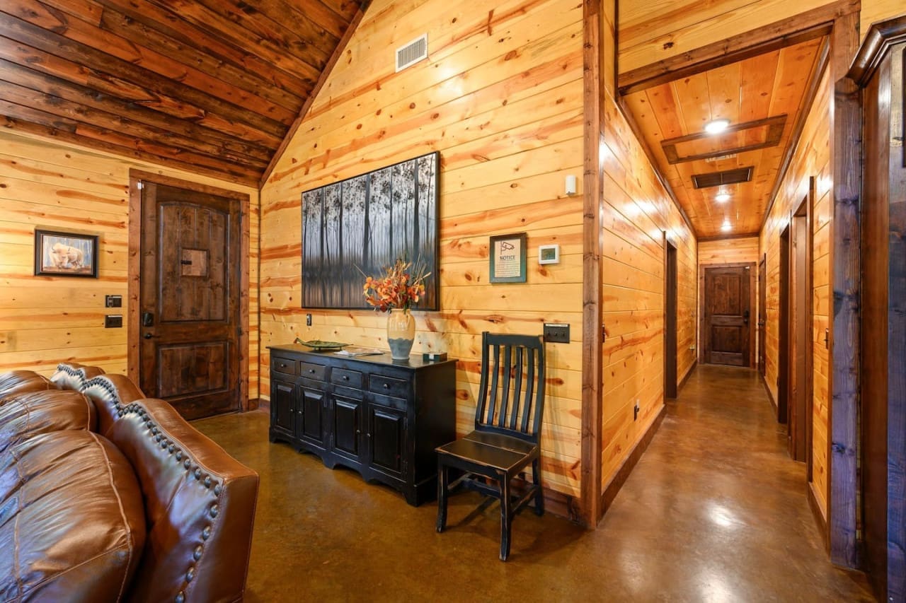 Rustic simplicity meets modern comforts inside our cabin
