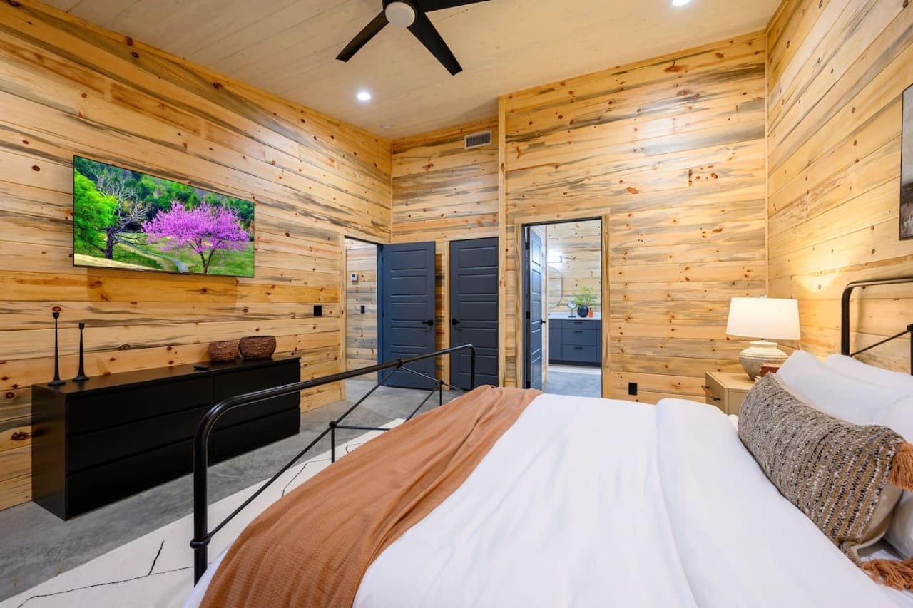 Nestled in comfort: our cabin bedroom sanctuary.
