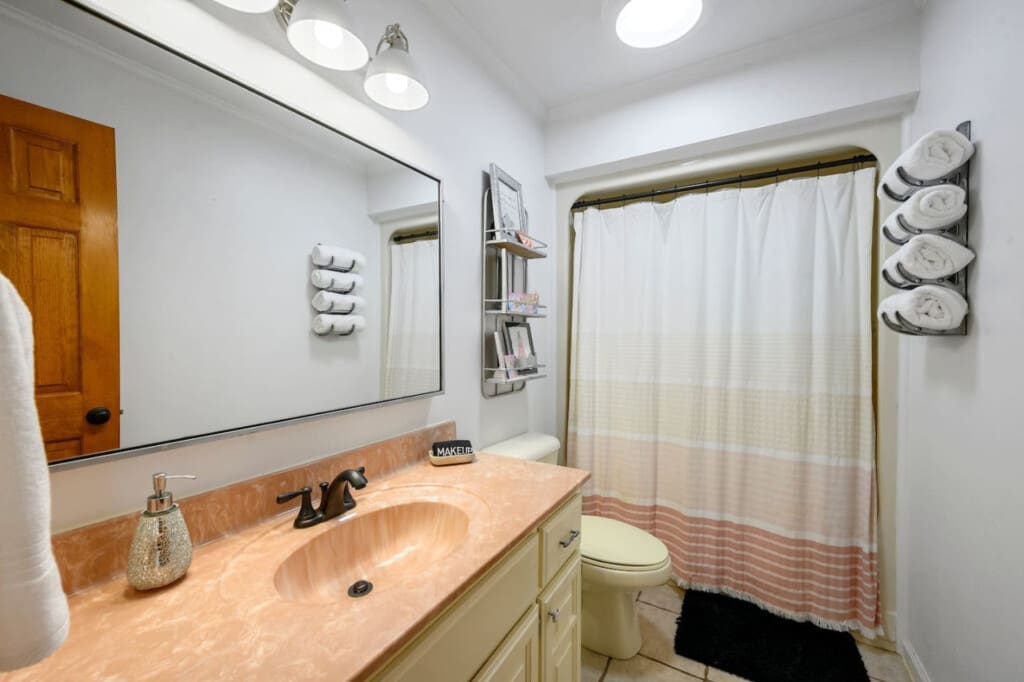 Step into tranquility with our washroom, designed to make every visit a calming experience.