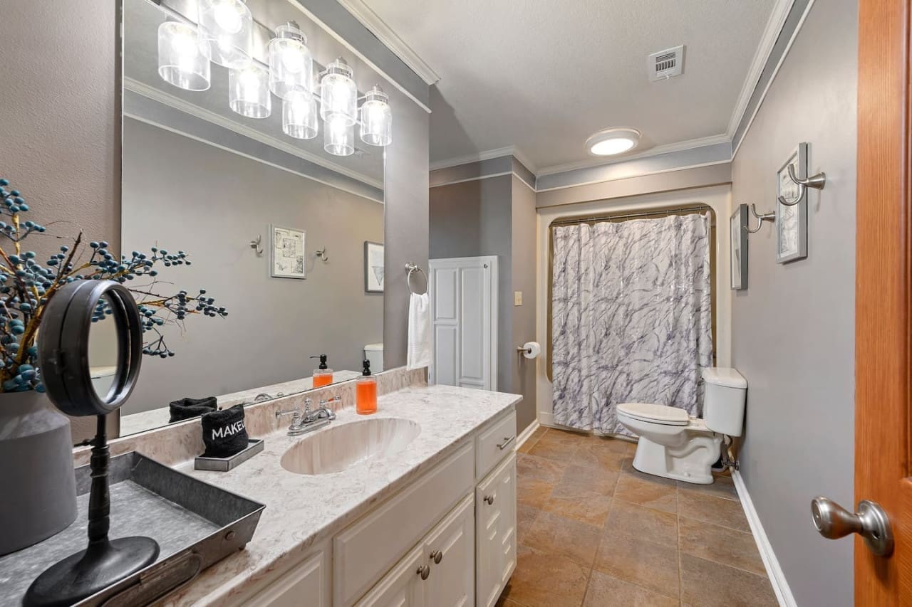 Step into tranquility with our washroom, designed to make every visit a calming experience.