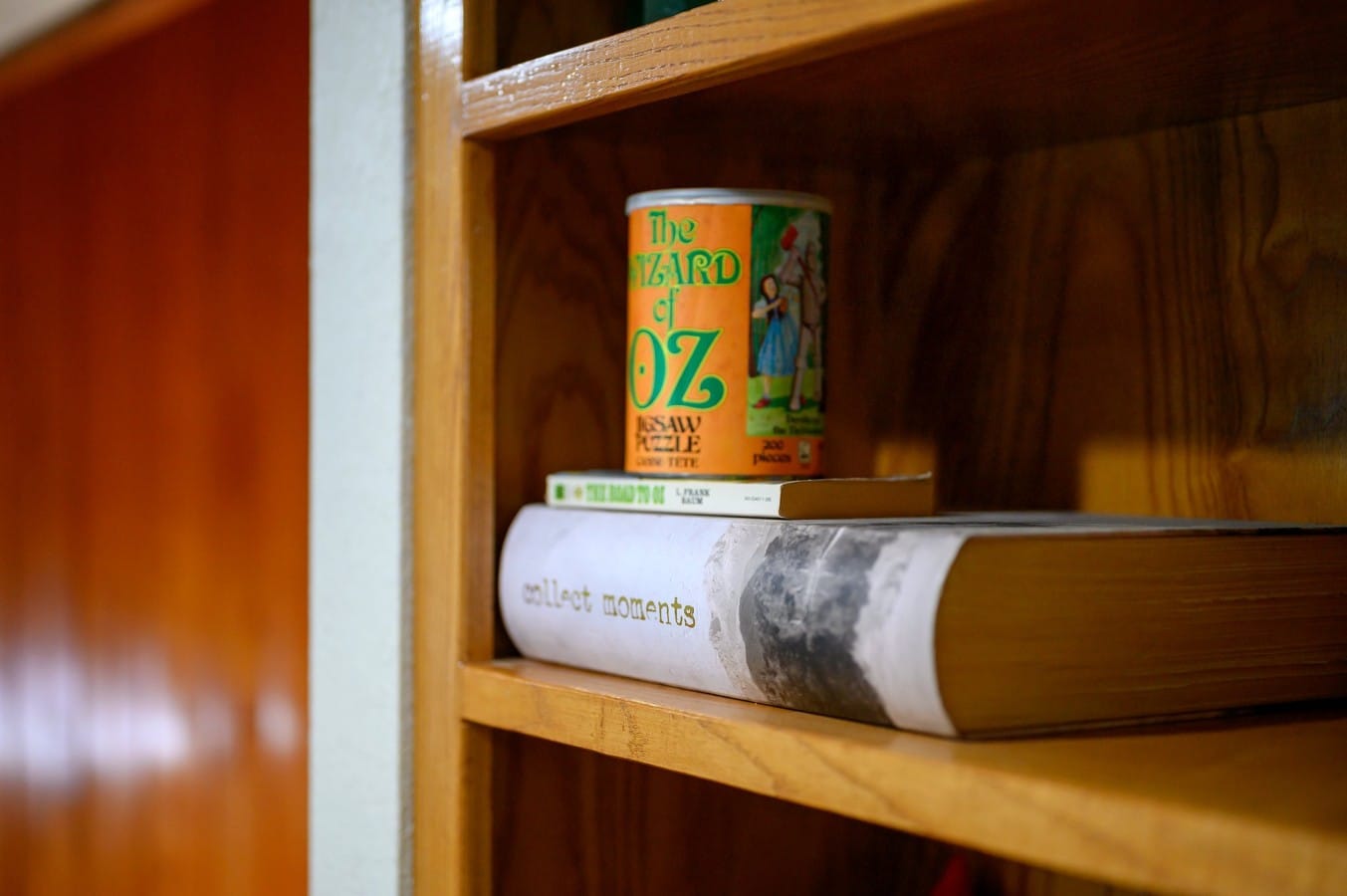 Guest supplies tucked neatly onto the bedroom shelf.