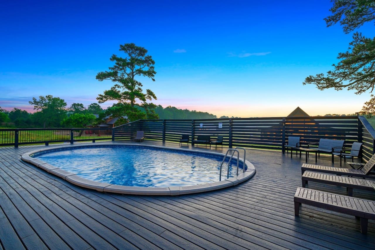 Our cabin pool is your perfect retreat for sunny days and refreshing swims