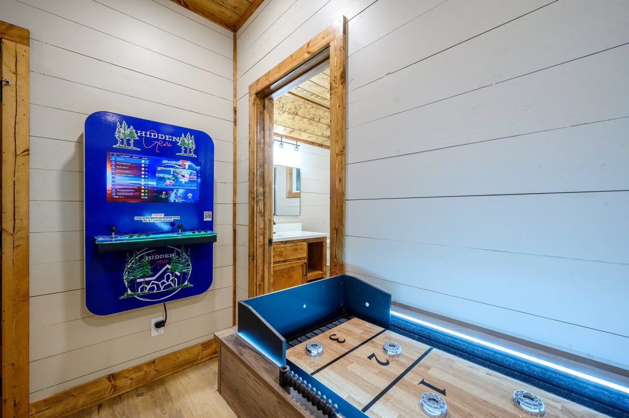 Challenge friends and family to a game of skill and strategy with our sleek shuffleboard table.