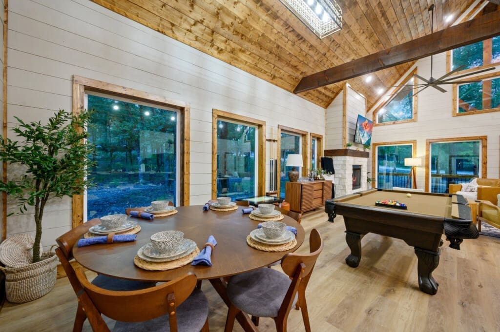 Gather around and enjoy effortless conversations and cozy meals with our elegant round dining table.