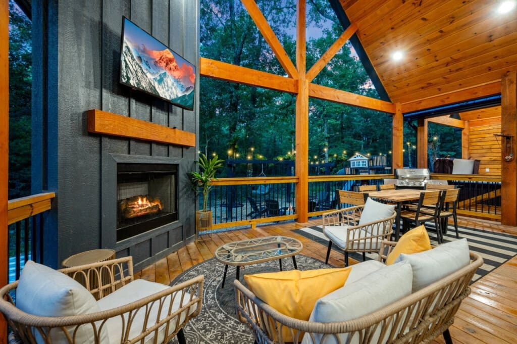 Snuggle up with a good book or loved ones near the fireplace for a serene and warm escape.
