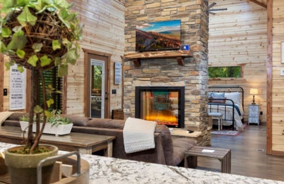 "We loved our stay! Our favorite part was how you could enjoy the fireplace from the living room or bedroom. Super cozy, cute and full of amenities. Can’t wait to come back!" - Nicole