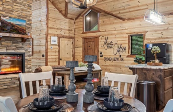 "The kitchen was well stocked with kitchen equipment to cook our meals. We enjoyed the indoor fireplaces, which gave the cabin a very romantic feel." - Shayna
