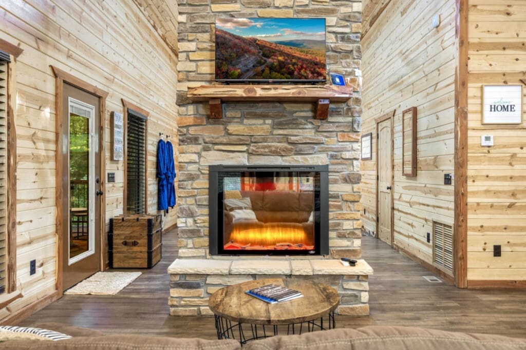 "The dual fire place adds a warm, cozy touch and we loved being able to hot tub on the back deck." - Kara