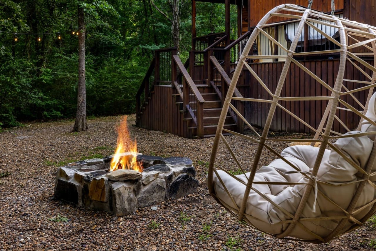"The cabin exceeded what we expected. They have string lights that run over the fire pit which look great at night." - Karsyn