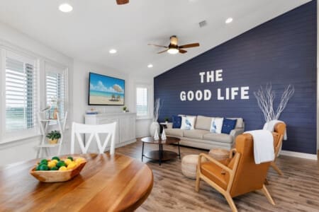 Live the good life in our cabin's living room