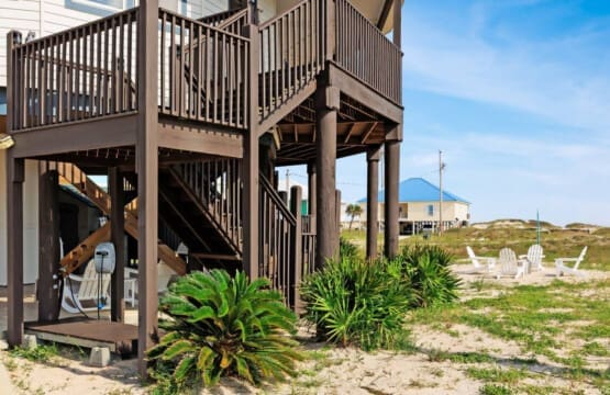 Timber Trail: Follow the inviting cabin stairway to elevated comfort.
