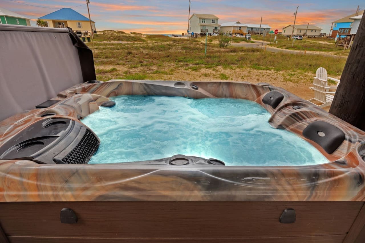 Serenity Soak: Unwind and rejuvenate in the soothing waters of our hot tub.