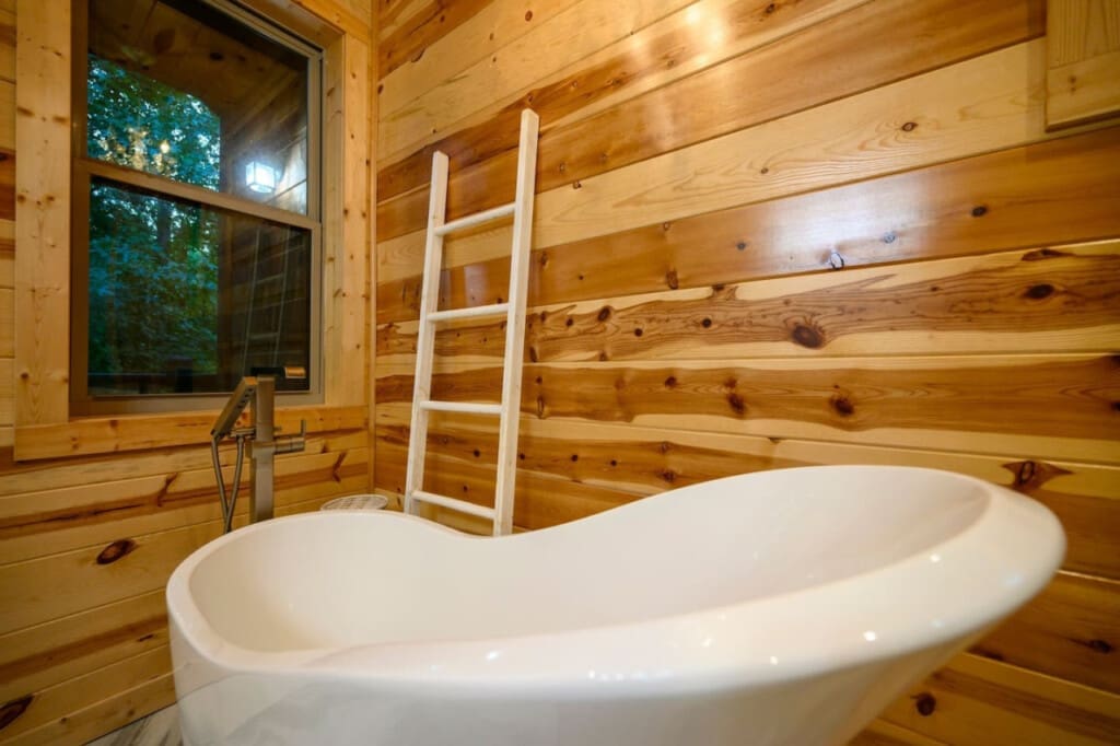 Relax and rejuvenate with a peaceful soak in your elegant tub.