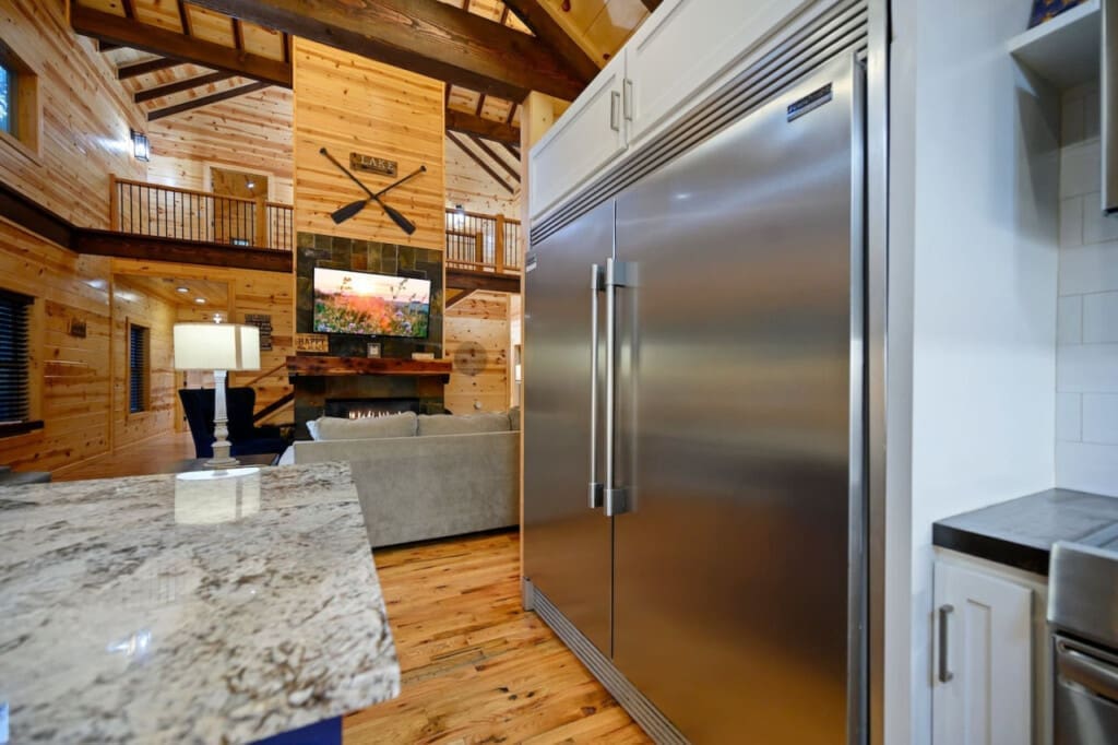 Elevating your kitchen’s look with the sleek shine of a stainless steel fridge.