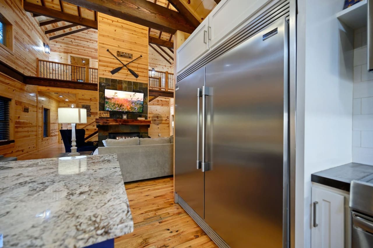 Elevating your kitchen’s look with the sleek shine of a stainless steel fridge.