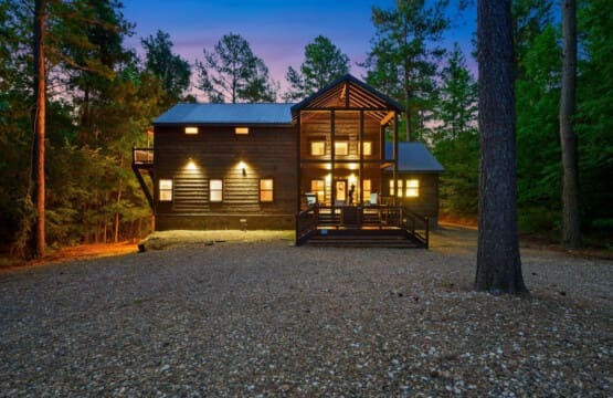 Find tranquility in a cozy cabin embraced by towering pines.