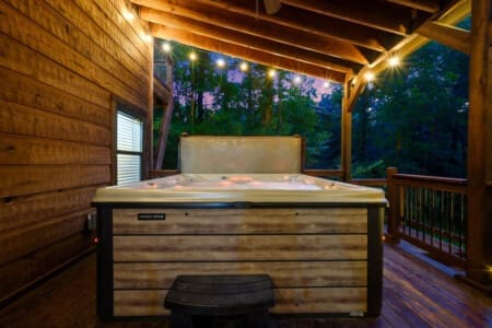 Soak away your stress and unwind in the soothing bubbles of the hot tub.