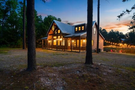 First impressions last—experience the warmth and beauty of our cabin from its inviting front view
