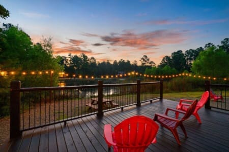 Sip, relax, and enjoy the serene pond views from our cozy porch—nature’s perfect backdrop for your getaway.