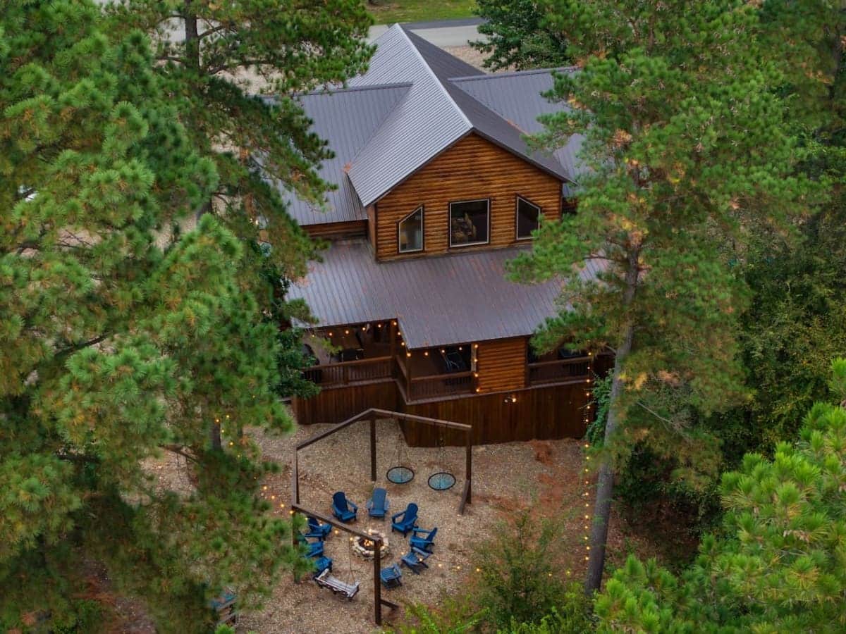 Capturing the essence of adventure from above—fire pit magic!