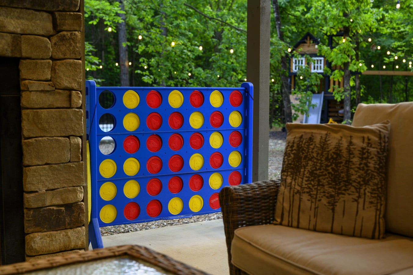Fun outdoor space with a giant Connect Four game for all ages to enjoy.