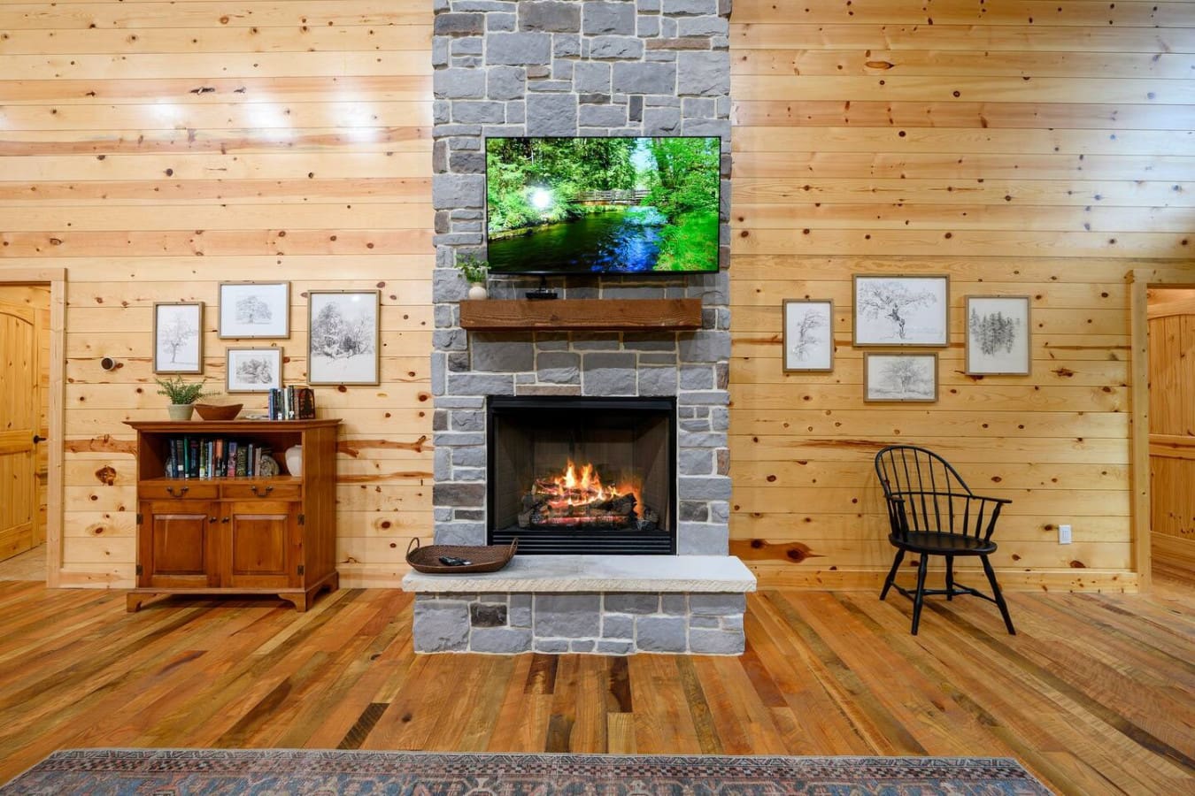 Let the fireplace be your evening backdrop.
