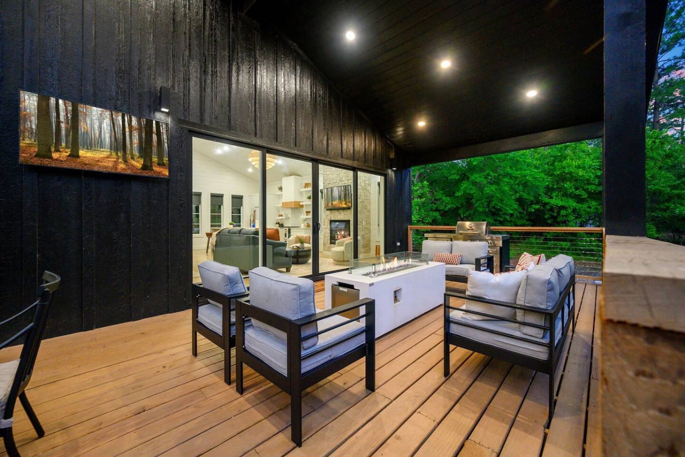 Where crackling flames meet forest viewsu2014your perfect spot to unwind under the stars.