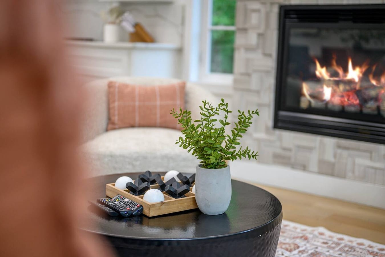 A warm fire, a soft seat, and a view this goodu2014your perfect place to unwind and recharge.