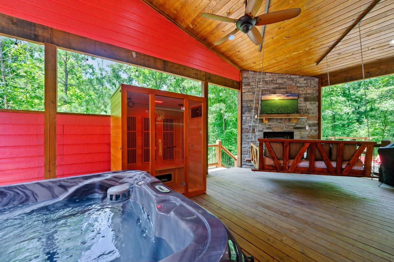 Your own private wellness retreat awaits with a hot tub, infrared sauna, and enough wood-beamed space to spread out and forget the outside world exists.
