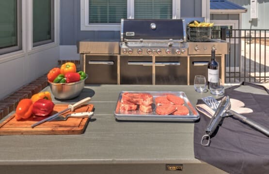 This outdoor kitchen setup is basically begging you to invite friends over and grill until sunset.