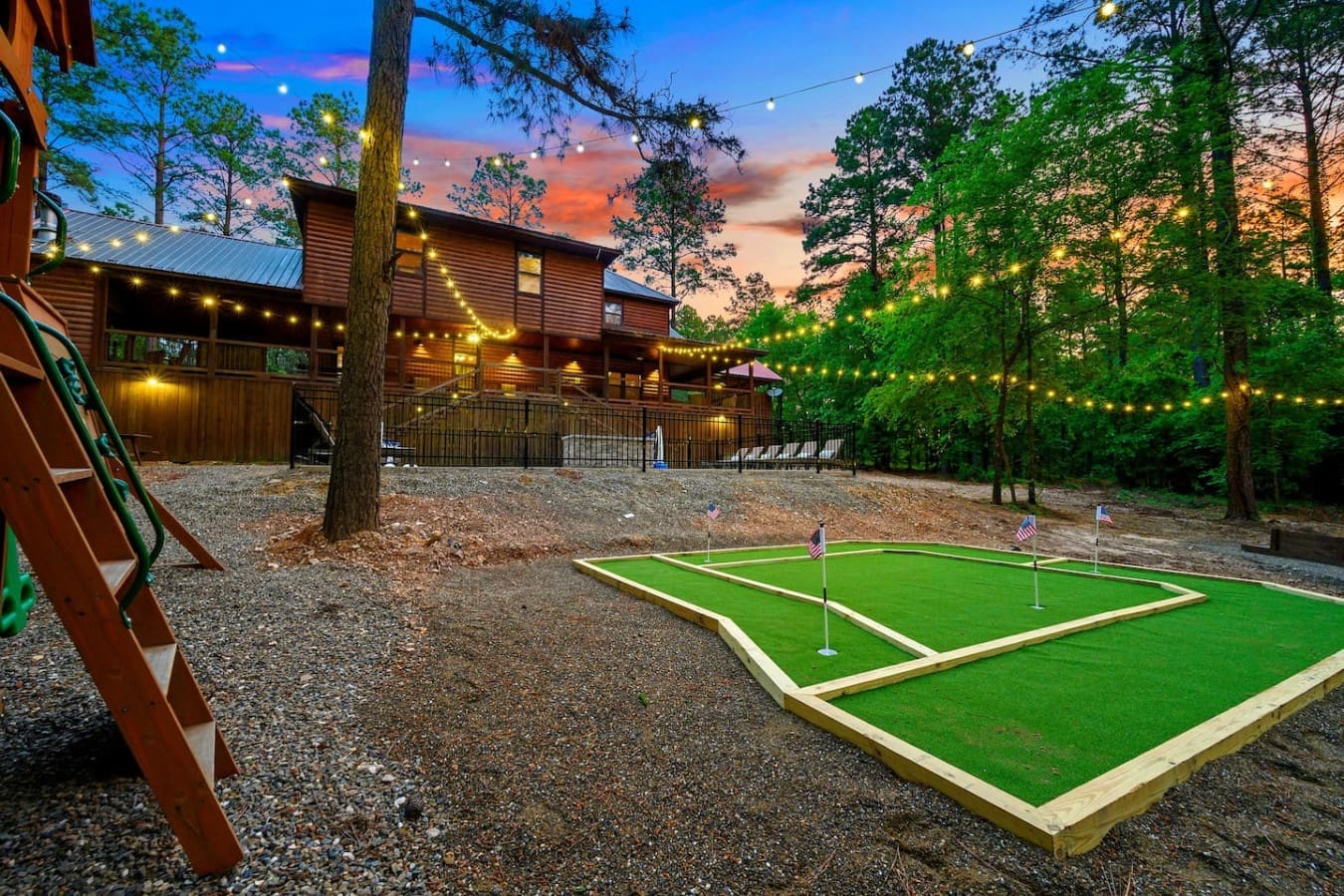 You've got a legit mini golf course in the backyard, which means you can actually settle those "who's better at golf" arguments without leaving the property.