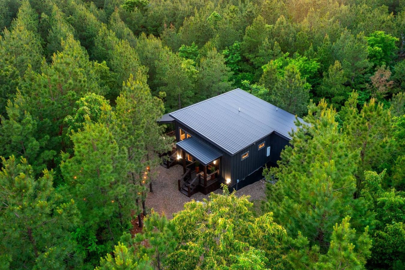 A peaceful escape surrounded by nature, seen from above.