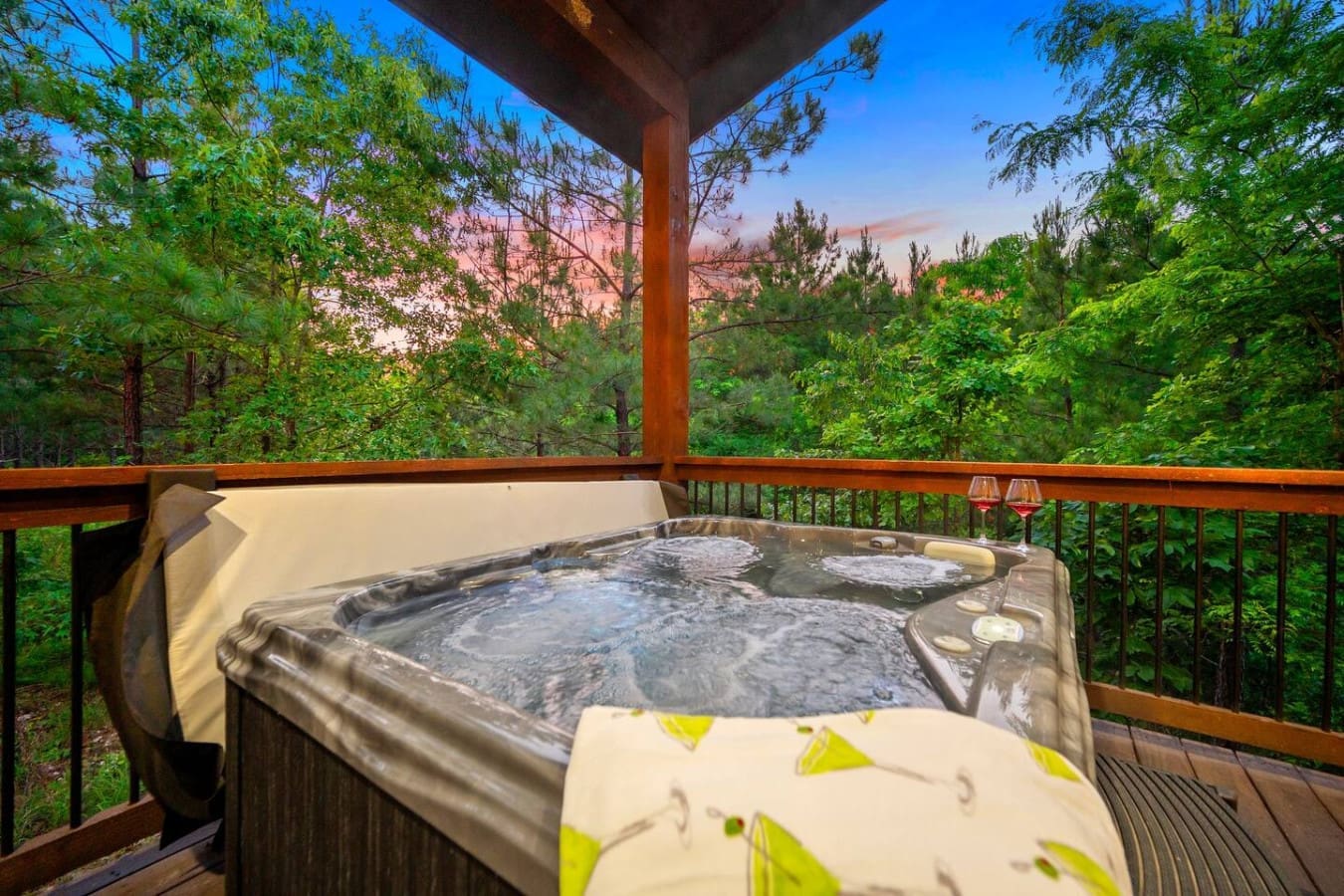 Soak under the stars with nothing but trees and silence around you.