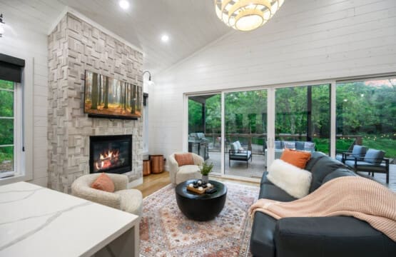 Chic design, plush comfort, and a fireplace that welcomes you home.